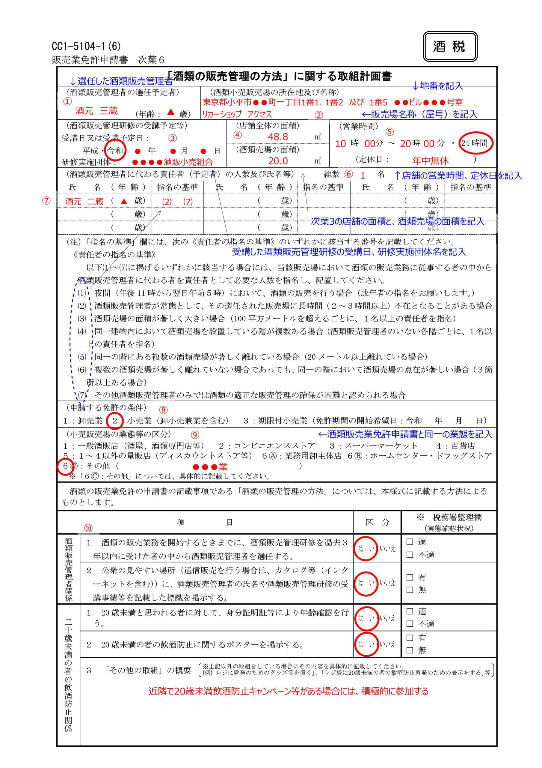 記入例あり「二十歳未満の者の飲酒防止に関する表示基準の実施